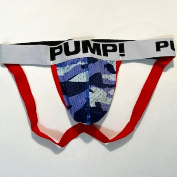PUMP!  Camo Mesh Jockstrap - Blue Camo/Red/White/Black (186BCJK) - Picture 1 of 13
